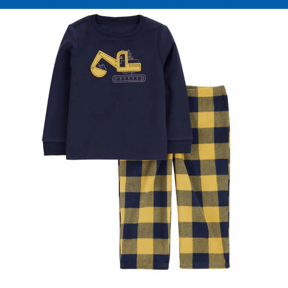 Carters Kids' 4-piece Pajamas nwt Construction pants long sleeves